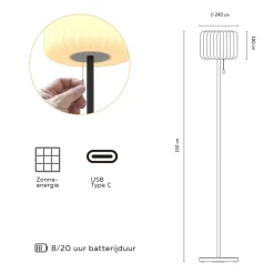 Calex LED-solcellegulvlampe, IP44, med trekkbryter| Solcellelamper