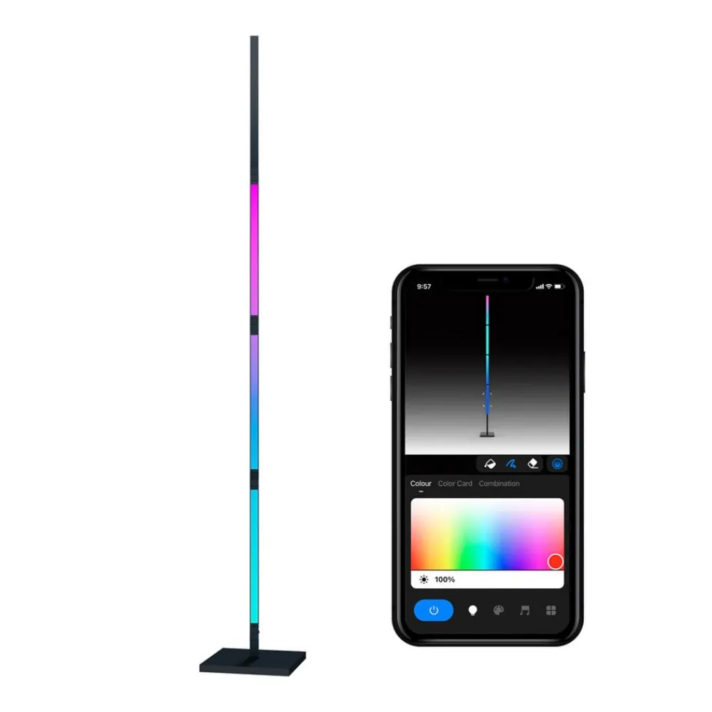 Calex Smart LED-gulvlampe, sammenleggbar WLAN CCT RGB| Smarthus Belysning|Led-Innendørs