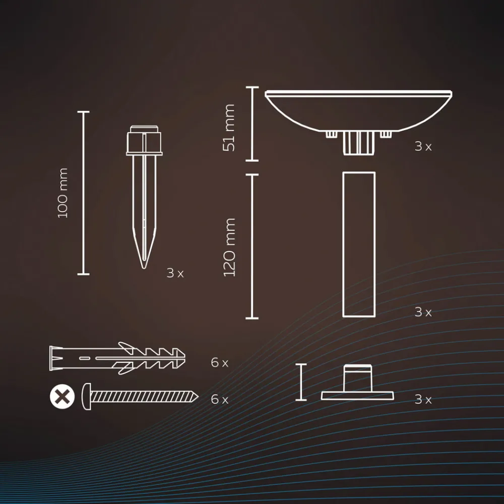 Calex Smart utendørs stiklampe med jordspyd CCT RGB 3stk