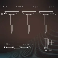 Calex Smart utendørs stiklampe med jordspyd CCT RGB 3stk