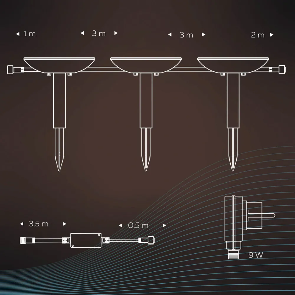 Calex Smart utendørs stiklampe med jordspyd CCT RGB 3stk