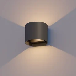 Calex utendørs LED-vegglampe oval, opp/ned, høyde 10 cm, svart| Kommersiell Utebelysning