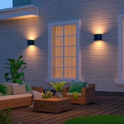 Calex utendørs LED-vegglampe oval, opp/ned, høyde 10 cm, svart| Kommersiell Utebelysning