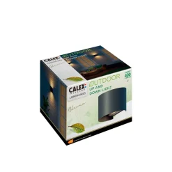 Calex utendørs LED-vegglampe oval, opp/ned, høyde 10 cm, svart| Kommersiell Utebelysning
