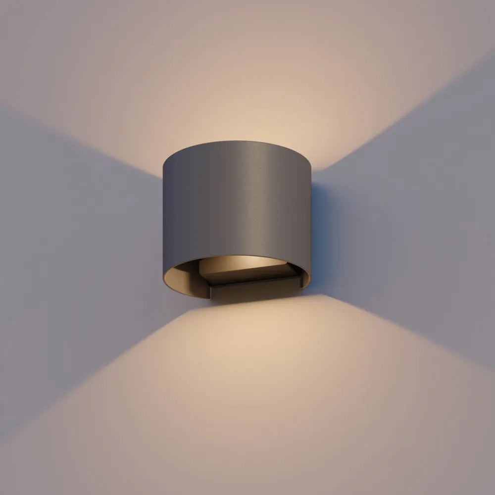 Calex utendørs LED-vegglampe oval, opp/ned, høyde 10 cm, antrasitt| Kommersiell Utebelysning|Led-Utendørs