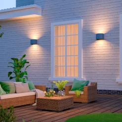 Calex utendørs LED-vegglampe oval, opp/ned, høyde 10 cm, antrasitt| Kommersiell Utebelysning|Led-Utendørs