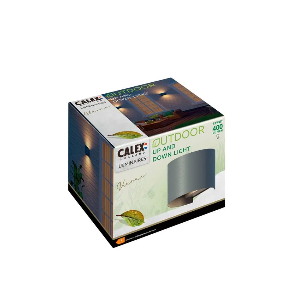 Calex utendørs LED-vegglampe oval, opp/ned, høyde 10 cm, antrasitt| Kommersiell Utebelysning|Led-Utendørs