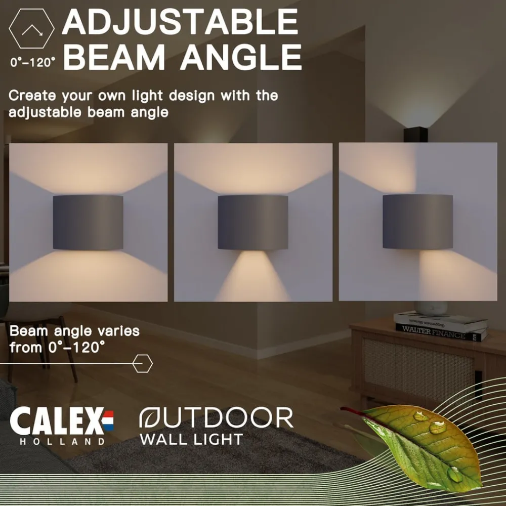 Calex utendørs LED-vegglampe oval, opp/ned, høyde 10 cm, antrasitt| Kommersiell Utebelysning|Led-Utendørs