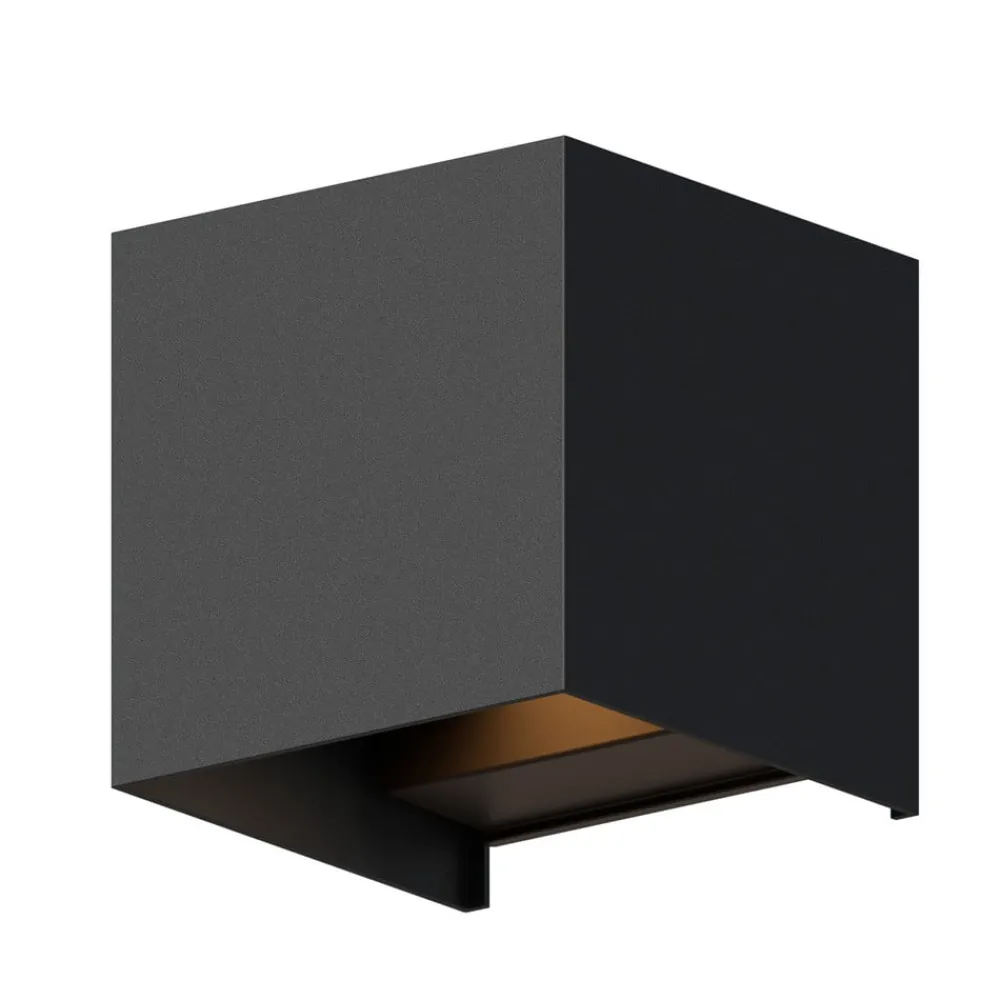 Calex utendørs LED-vegglampe Cube, opp/ned, høyde 10 cm, svart| Kommersiell Utebelysning|Led-Utendørs