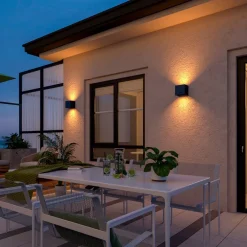 Calex utendørs LED-vegglampe Cube, opp/ned, høyde 10 cm, svart| Kommersiell Utebelysning|Led-Utendørs