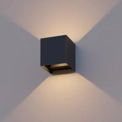 Calex utendørs LED-vegglampe Cube, opp/ned, høyde 10 cm, svart| Kommersiell Utebelysning|Led-Utendørs
