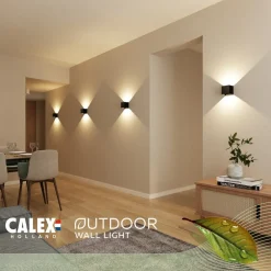 Calex utendørs LED-vegglampe Cube, opp/ned, høyde 10 cm, svart| Kommersiell Utebelysning|Led-Utendørs