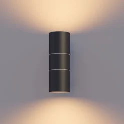 Calex utendørs vegglampe GU10 stål, opp/ned, 17 cm, svart| Vegglamper Utendørs