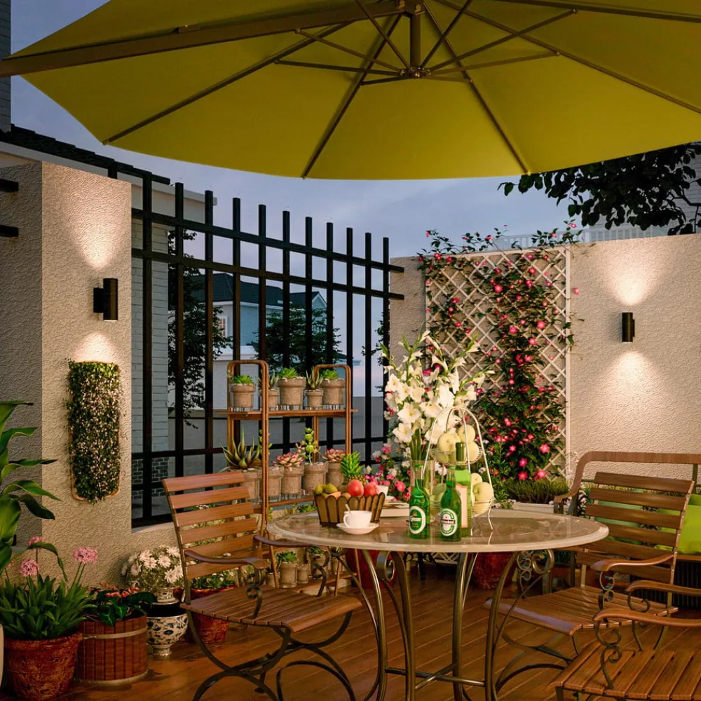 Calex utendørs vegglampe GU10 stål, opp/ned, 17 cm, svart| Vegglamper Utendørs