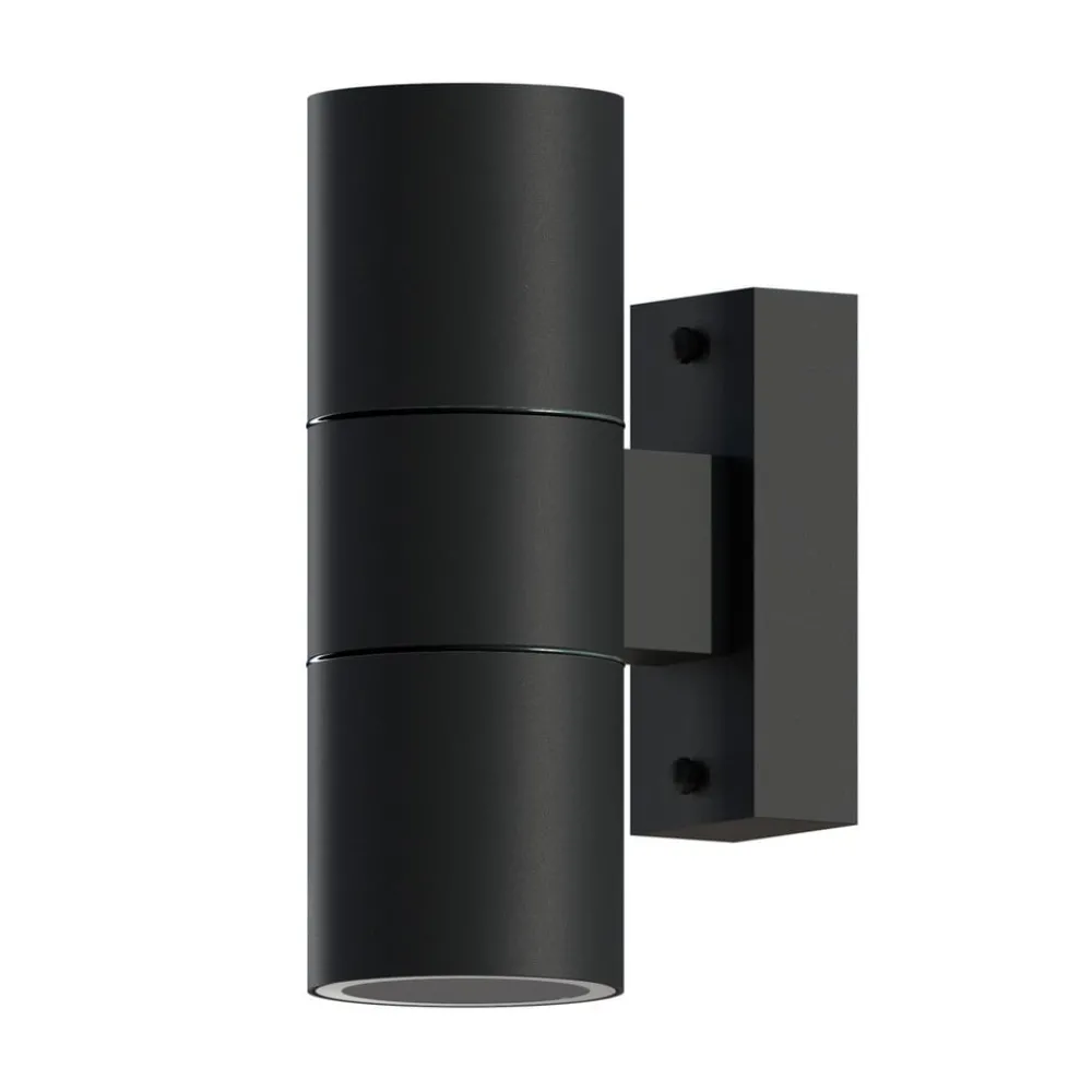 Calex utendørs vegglampe GU10 stål, opp/ned, 17 cm, svart| Vegglamper Utendørs