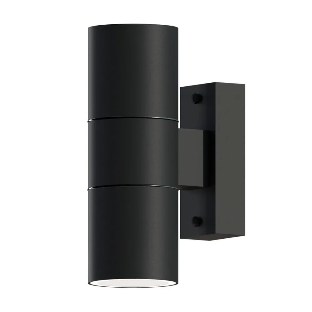 Calex utendørs vegglampe GU10 stål, opp/ned, 17 cm, svart| Vegglamper Utendørs