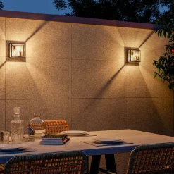 Calex utendørs vegglampe, 2-lys, topp/bunn, aluminium, svart Clearance