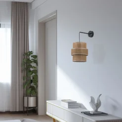 TK Lighting Calisto vegglampe, jute, naturbrun, bryter Sale