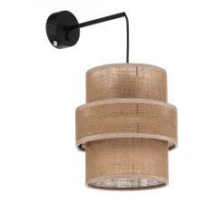 TK Lighting Calisto vegglampe, jute, naturbrun, bryter Sale