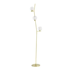 miloox by Sforzin Camely gulvlampe, børstet gull/klar, 3 lyskilder, glass| Gulvlamper