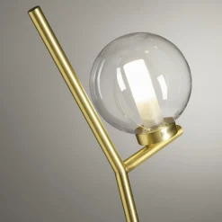 miloox by Sforzin Camely gulvlampe, børstet gull/klar, 3 lyskilder, glass| Gulvlamper