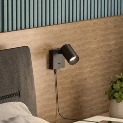 Deko-Light CAN TILT veggspot, svart, 10 x 10 cm, metall, USB-bryter| Vegglamper