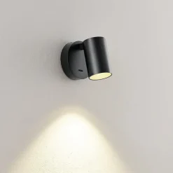 Deko-Light CAN TILT veggspot, svart, Ø 10 cm, metallbryter USB| Spotter I Tak