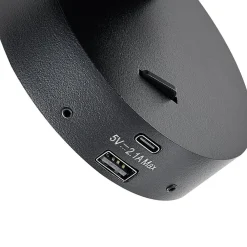 Deko-Light CAN TILT veggspot, svart, Ø 10 cm, metallbryter USB| Spotter I Tak