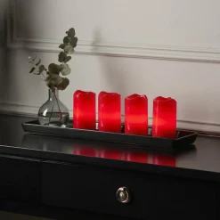 STAR TRADING Candle LED-lys i 4-er sett med fjernkontroll, rød| Julebelysning|Dekorasjonsbelysning