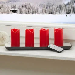 STAR TRADING Candle LED-lys i 4-er sett med fjernkontroll, rød| Julebelysning|Dekorasjonsbelysning