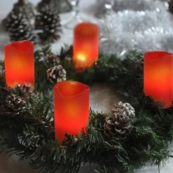 STAR TRADING Candle LED-lys i 4-er sett med fjernkontroll, rød| Julebelysning|Dekorasjonsbelysning