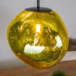 Eco-Light Canopus hengelampe, gullfarget, Ø 28 cm, glass, E27| Pendellamper