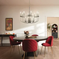 KICHLER Capitol Hill lysekrone, 12 lyskilder, børstet nikkel| Lysekroner