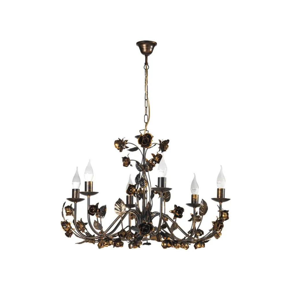 ONLI Carolina lysekrone, bronsefarget, 6 lyskilder, jern| Lysekroner