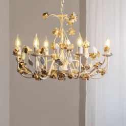 ONLI Carolina lysekrone, elfenbensfarget, 6 lyskilder, jern| Lysekroner