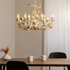 ONLI Carolina lysekrone, elfenbensfarget, 6 lyskilder, jern| Lysekroner