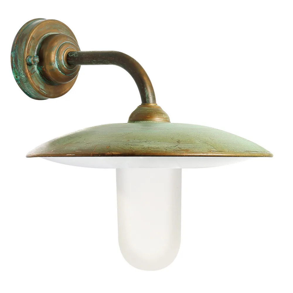 Moretti Luce Casale utendørs vegglampe antikk messing opalglass