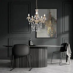 Näve Cecilia lysekrone, gull, jern/akryl, Ø 52 cm, 5 lyskilder.| Lysekroner