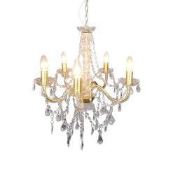 Näve Cecilia lysekrone, gull, jern/akryl, Ø 52 cm, 5 lyskilder.| Lysekroner