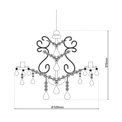Näve Cecilia lysekrone, gull, jern/akryl, Ø 52 cm, 5 lyskilder.| Lysekroner