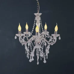 Näve Cecilia lysekrone, krom, jern/akryl, Ø 52 cm, 5 lyskilder. New