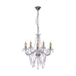 Näve Cecilia lysekrone, krom, jern/akryl, Ø 52 cm, 5 lyskilder. New