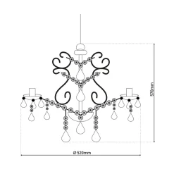Näve Cecilia lysekrone, krom, jern/akryl, Ø 52 cm, 5 lyskilder. New