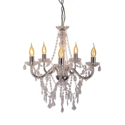 Näve Cecilia lysekrone, krom, jern/akryl, Ø 52 cm, 5 lyskilder. New