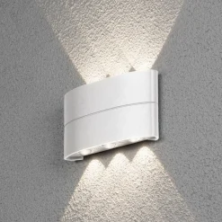 Konstsmide Chieri utendørs LED-vegglampe, hvit, 6 lyskilder| Kommersiell Utebelysning