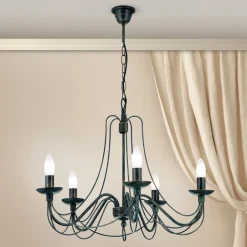 ORION CLARA lysekrone i herregårdsstil med fem lys| Lysekroner