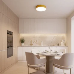 TEMAR LIGHTING Cleo 500 taklampe, gull, sensor, IP54, Ø 50 cm, metall| Taklamper