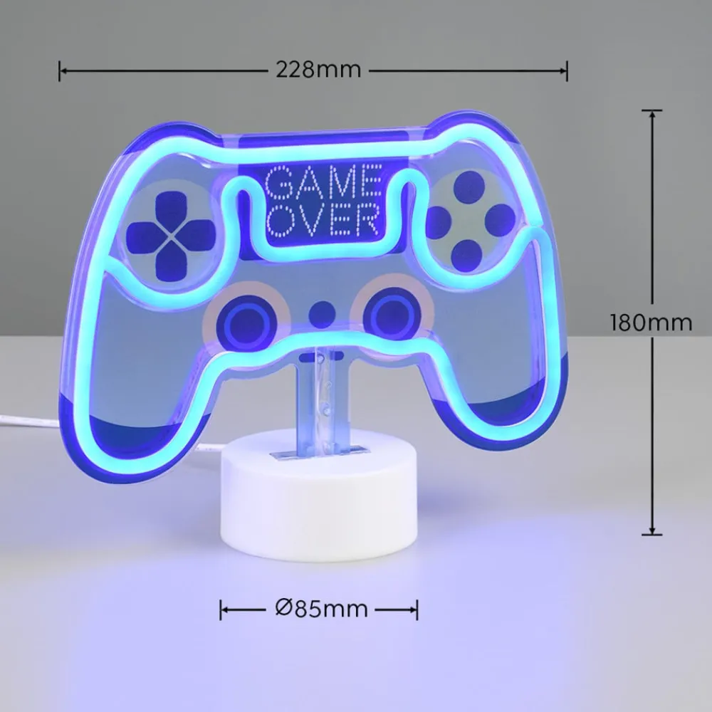 Reality Leuchten Control LED-bordlampe, blå, bredde 22,8 cm, plast| Dekorasjonsbelysning