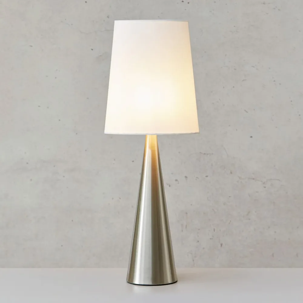Markslöjd Conus-bordlampe med offwhite skjerm, nikkel New