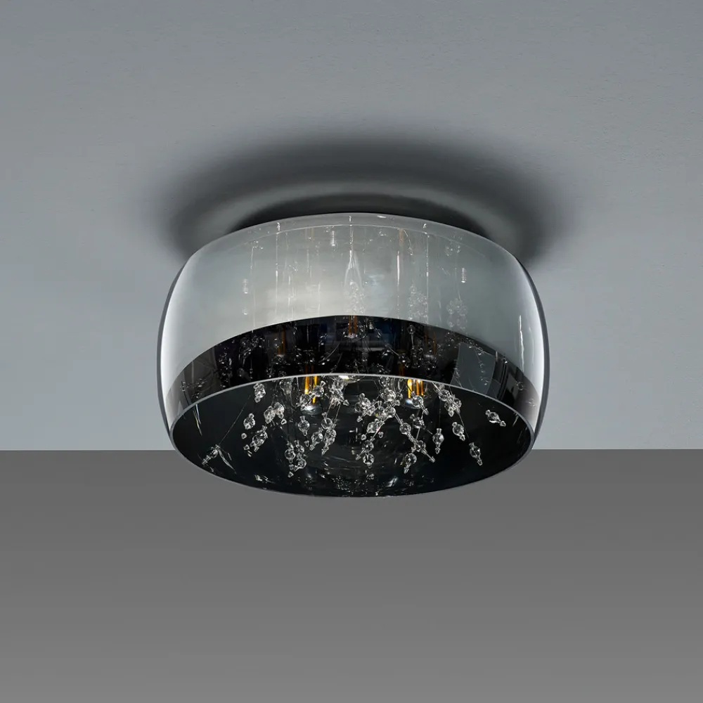 Trio Lighting Crystel taklampe av glass, krom, Ø 34 cm Hot